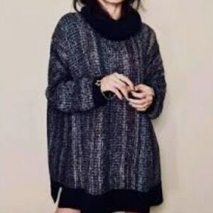 J.jill Pure Jill 2X Tunic Sweater Black Burgundy